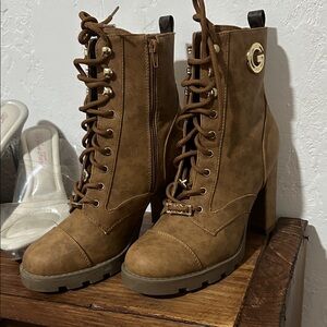 Guess Brown Lace-Up Ankle Boots